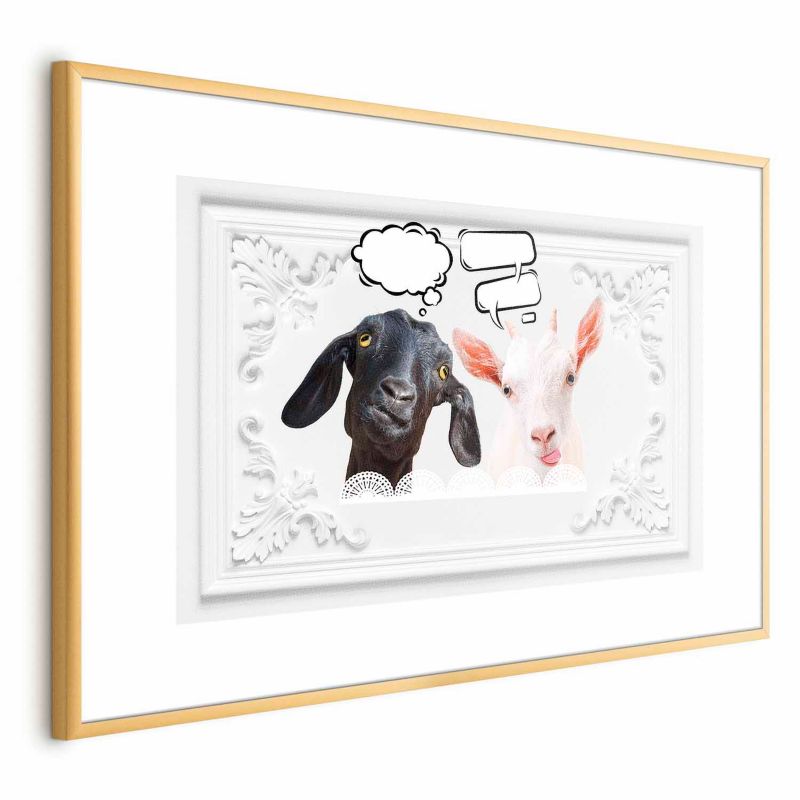 Plakat Artgeist Śmieszne kozy 90x60 cm z ramą złotą 1 szt