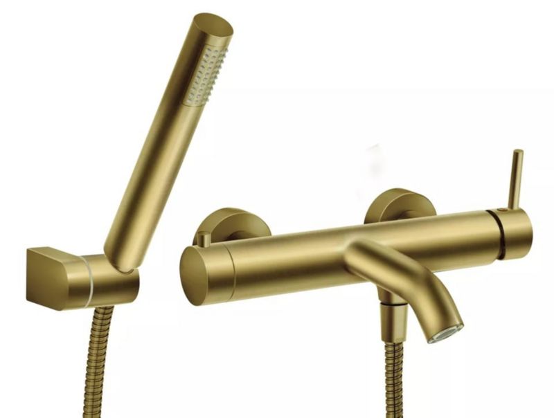 Bateria wannowo-prysznicowa Ferro Ciriculus ścienna, ceramiczny przełącznik, złoty szczotkowany, 1 szt.