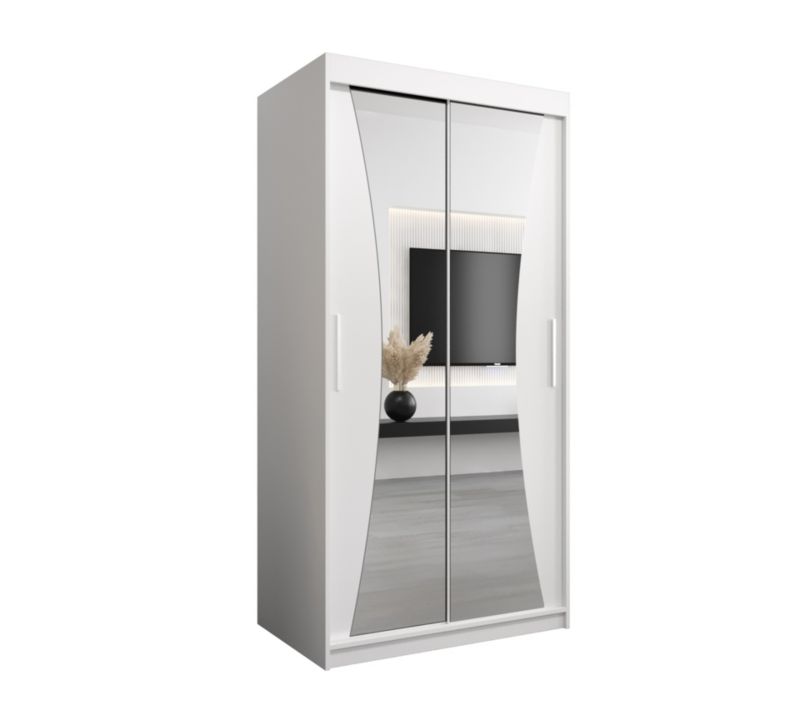 Szafa przesuwna Garderoba Abiks MONACO 100 biały mat + biały mat 1 szt.