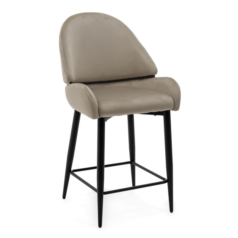 Hoker barowy tapicerowany New Home BERGAMO ciemnobeżowy welurowy 1 szt.