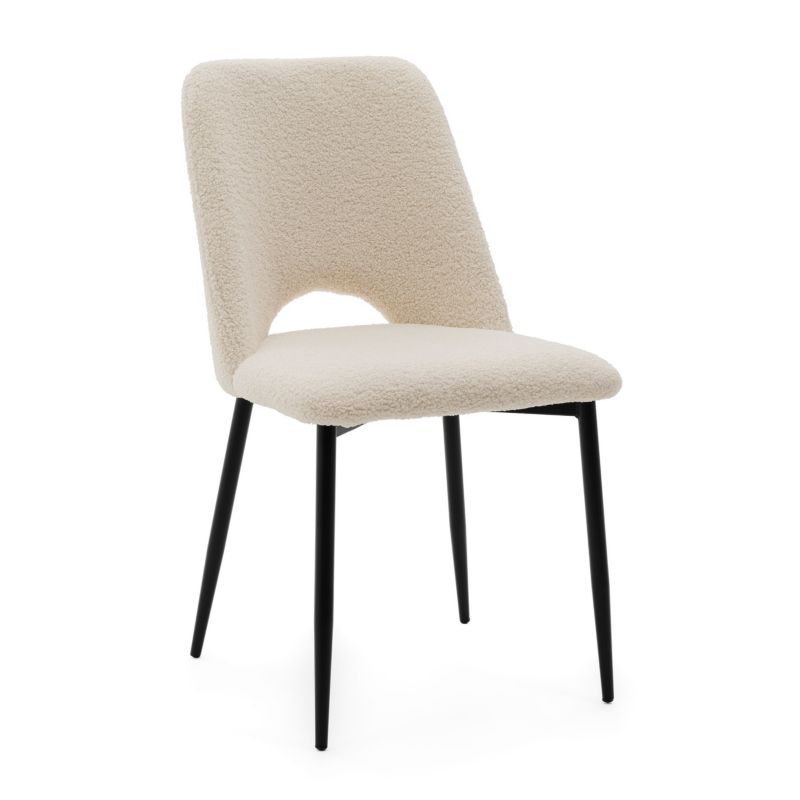 Krzesło tapicerowane New Home ORO jasnobeżowe ecru boucle teddy 1 szt.