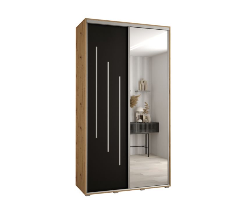 Szafa przesuwna Abiks DAVOS 9 wysoka szer.140cm gł.60cm artisan/czarny/srebrny 1szt.