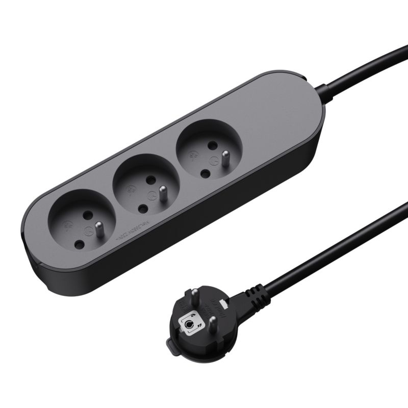 Przedłużacz mieszkaniowy Jacobsen 3 gniazda z uziemieniem 1,5 m czarno/szary