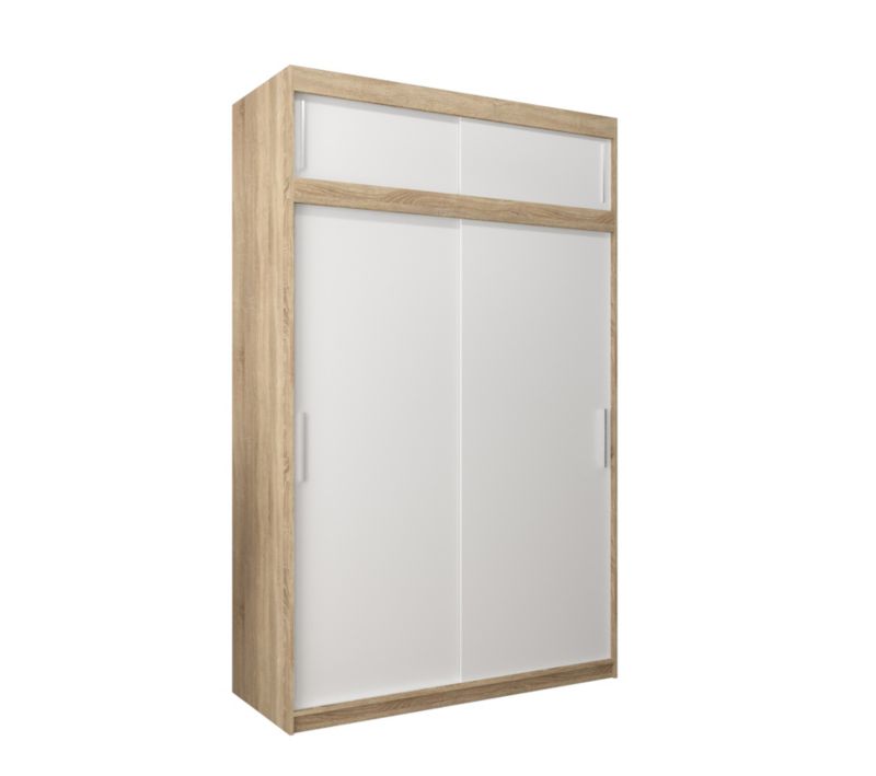 Szafa przesuwna Garderoba Abiks Tokyo 150 sonoma + biały z nadstawką 1 szt.