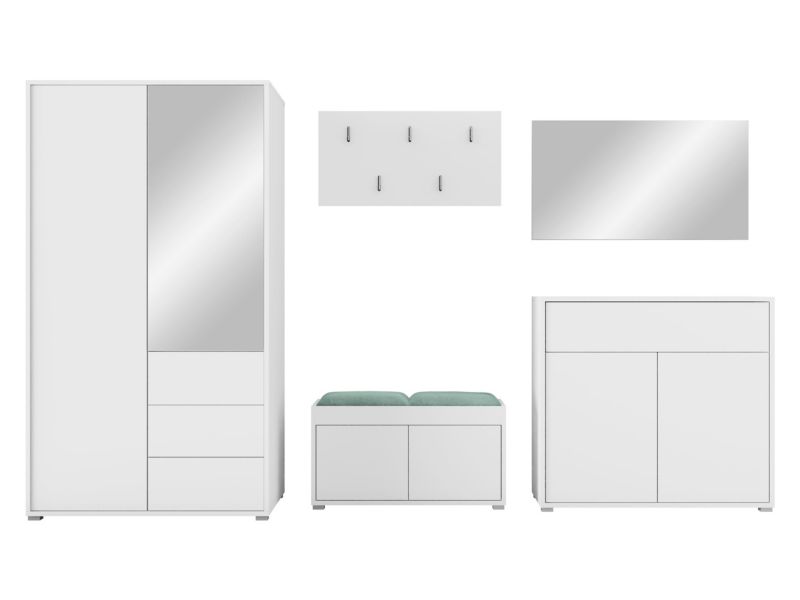 Zestaw MIRJAN 24 do przedpokoju Gesita V biały miętowy plusz 1 szt.