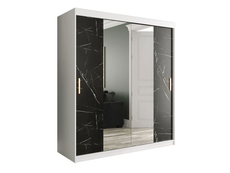 Szafa MIRJAN 24 Marmur T1 180 biały mat / czarny marmur 1 szt.