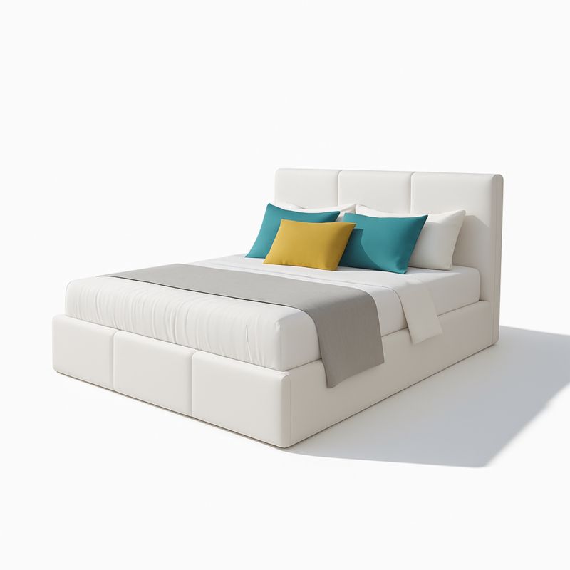 Łóżko tapicerowane z pojemnikiem Bonni VELORA 180x200 eko skóra białe 1 szt.