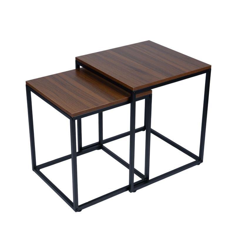 Stoliki kawowe Bauerkraft kwadratowe zestaw 2w orzech włoski 1 szt.