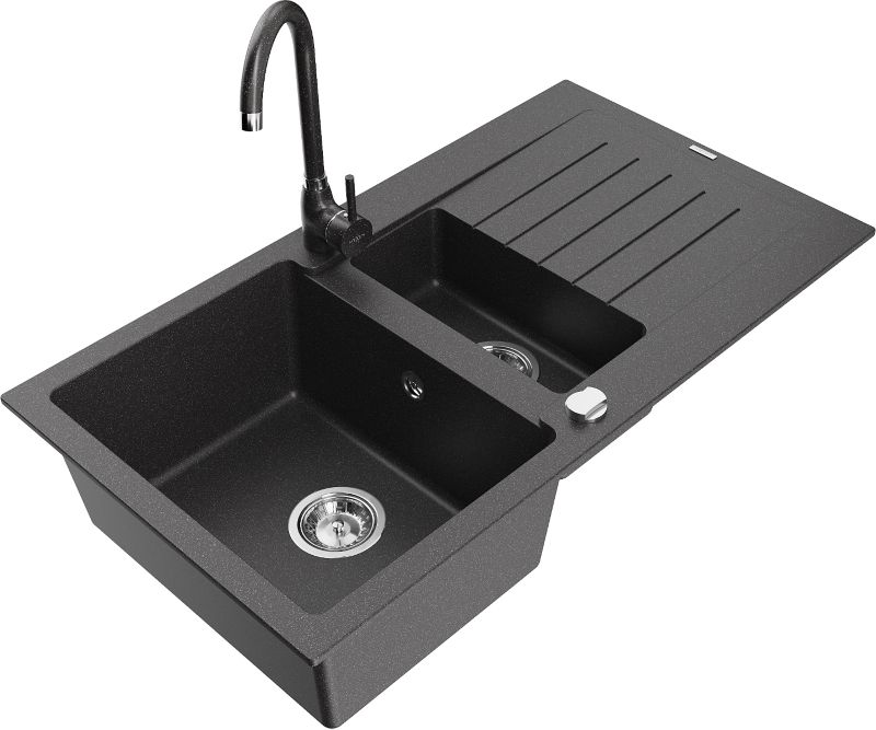 Zlewozmywak granitowy Mexen Milo 1-komorowy czarny 435x410 mm - 6505441000-77-G 1 szt.