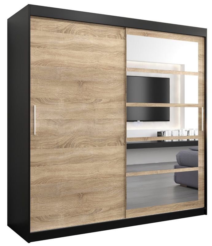 Szafa przesuwna Abiks ROMA 1 200 czarny mat + sonoma 1 szt.