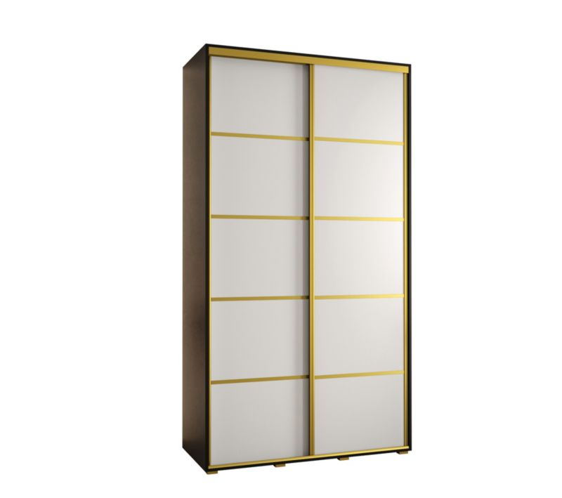 Szafa przesuwna Abiks DAVOS 4 wysoka szer.130cm gł.60cm czarny/biały/złoty 1szt.