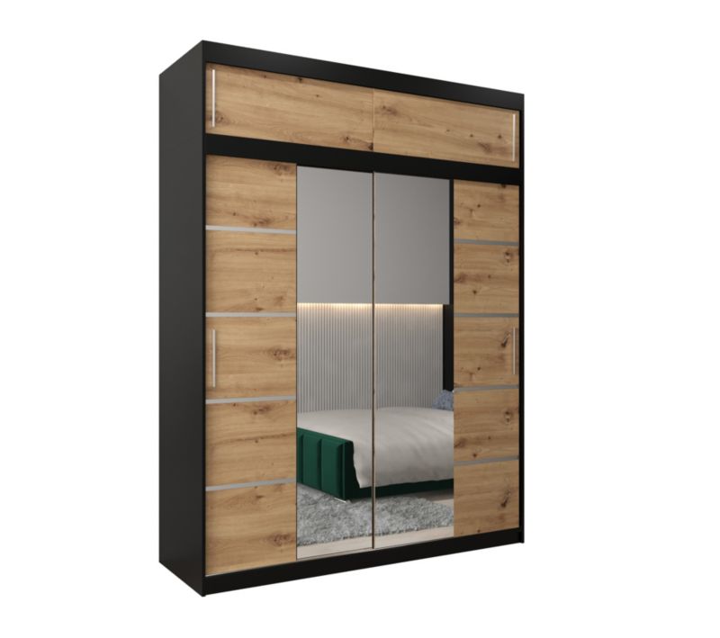 Szafa przesuwna Abiks Verona 4 180 czarny + artisan z nadstawką 1 szt.