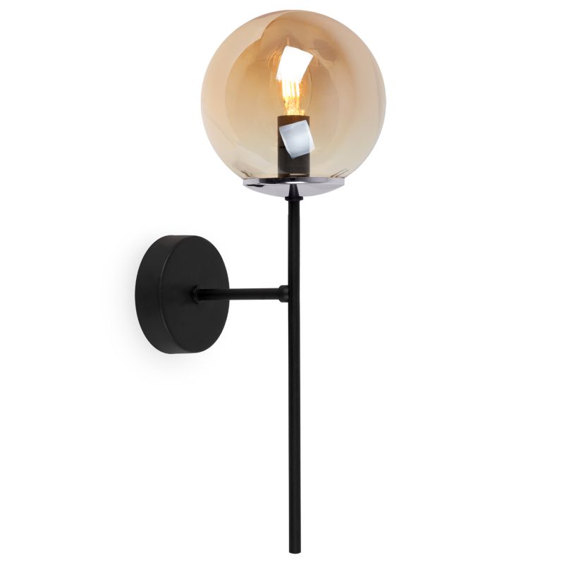 Lampa ścienna kinkiet Light Home LH Siena 1x E14 40W czarny/chrom klosz miodowy 1szt.