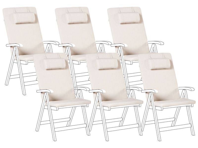 Zestaw 6 poduszek ogrodowych Java/amantea premium 50 x 70 cm Jasnobeżowy 1 kpl