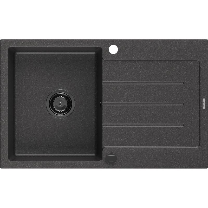 Zlewozmywak wpuszczany Mexen Bruno 1-komorowy czarny/srebrny metalik 795 x 495 mm - 6513791010-73-G 1 szt.