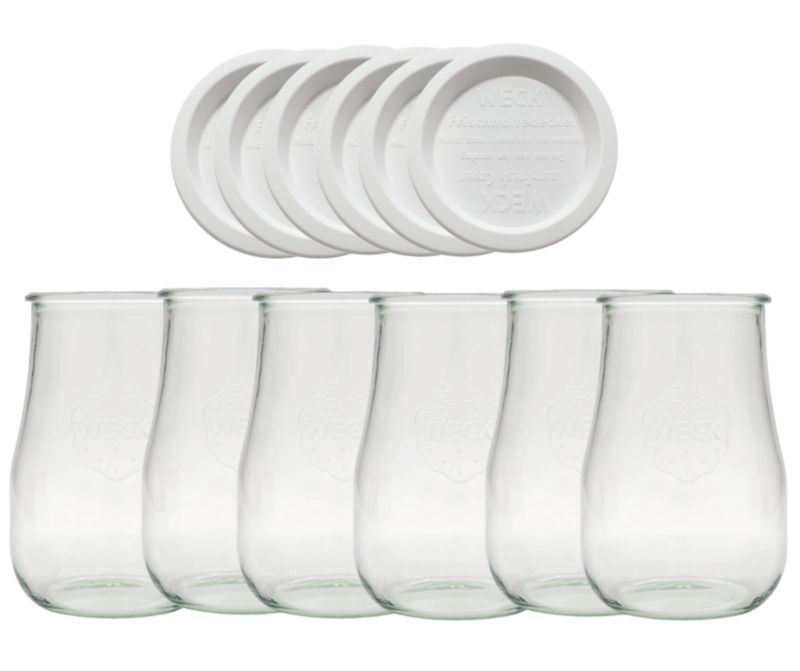 Słoiki MODO24 Weck 1750 ml fi 100 tulip plastikowe wieka 6 kpl.