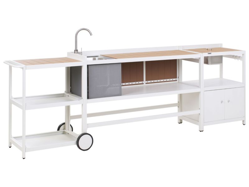 3 częściowa kuchnia ogrodowa ze zlewem Ortisei Metal Biały 1 kpl