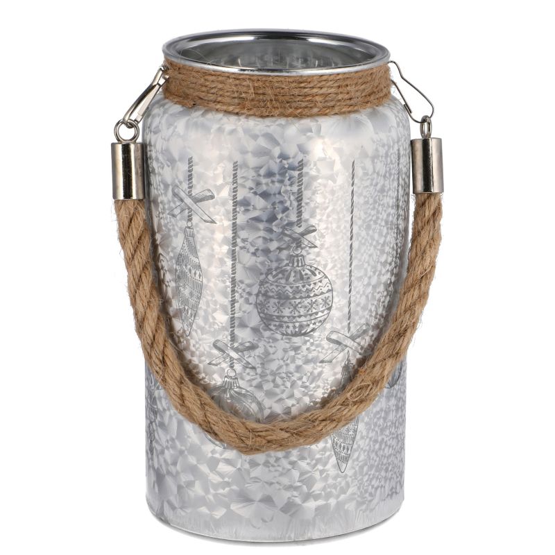 Szklany lampion 10 mini LED Jumi 16 cm czarno-biały