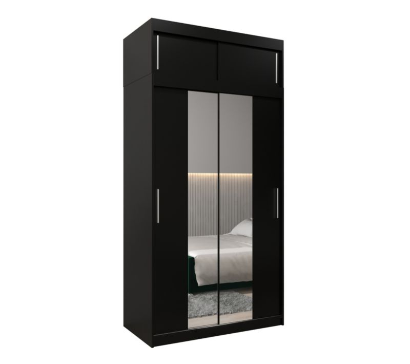 Szafa przesuwna Garderoba Abiks Tokyo 1 120 czarny + czarny z nadstawką 1 szt.