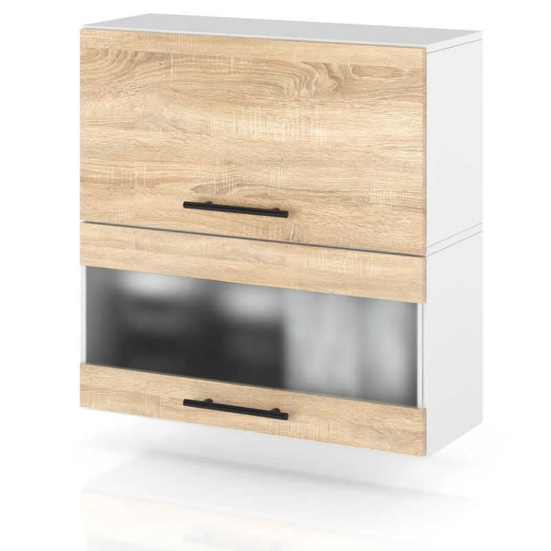 Szafka Kuchenna Hurtownia-Mebli Wisząca Klapowa W60KL sPremium 60cm Biały Mat Dąb Sonoma 60x32x72 cm 1szt.