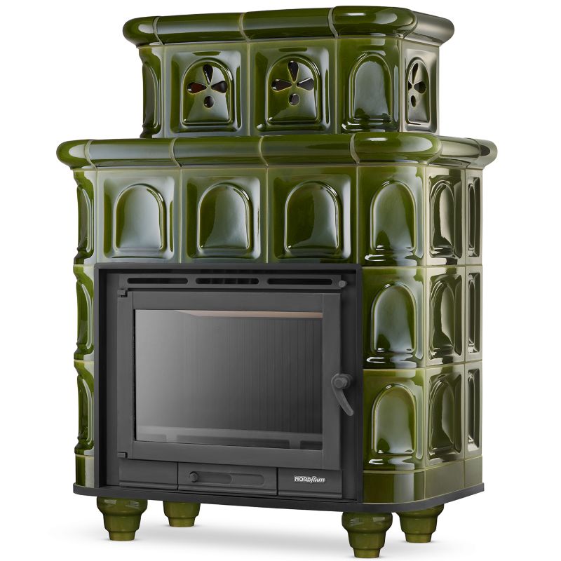 Piec Higher kaflowy kominek koza żeliwny wkład SALZBURG 13 kW Zielony 1 szt.