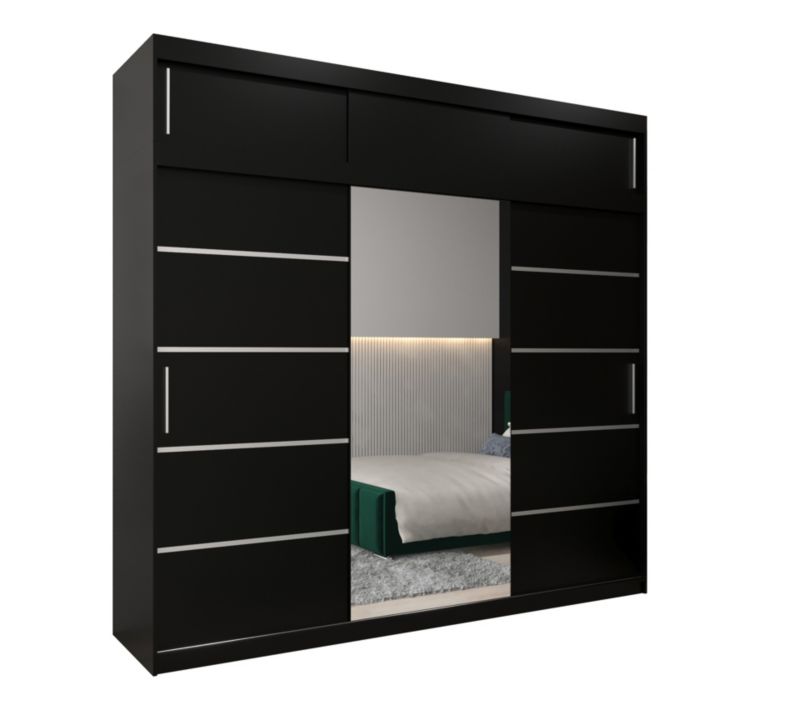 Szafa przesuwna Abiks Verona 2 250 czarny + czarny z nadstawką 1 szt.