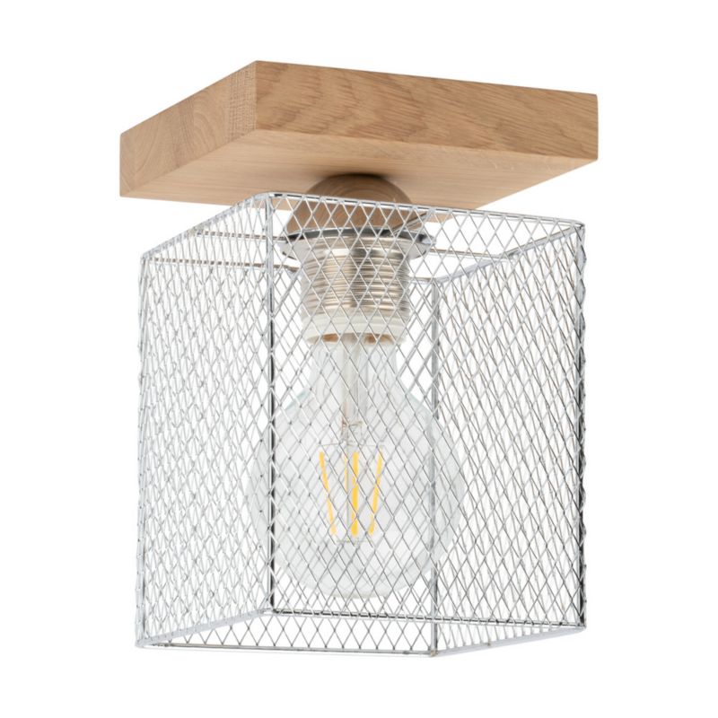 Drewniana Lampa Sufitowa SPOT Light Norman 1xE27 Max.25W Dąb Olejowany FSC z Akcentem Chromu, Polski Producent, 1 szt.