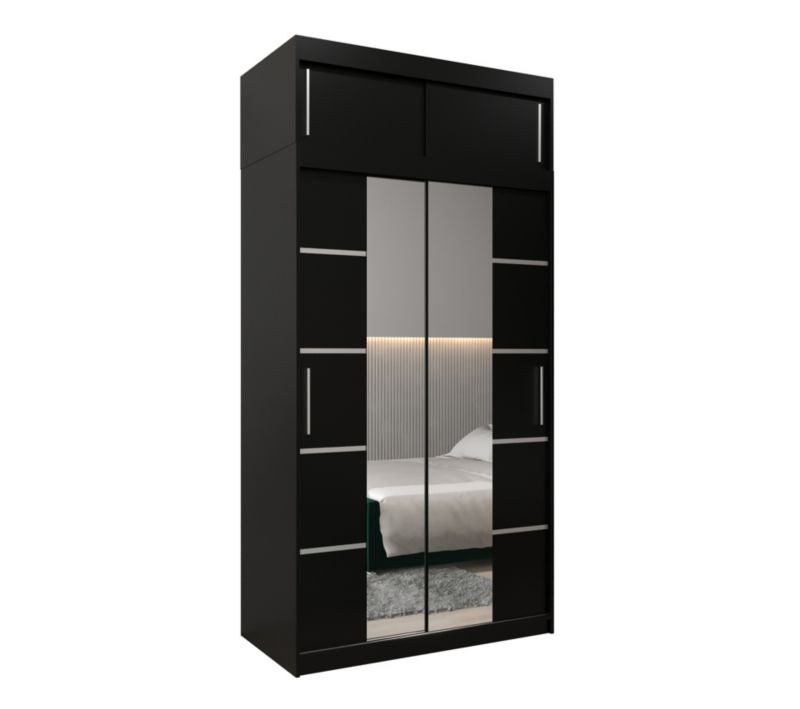 Szafa przesuwna Abiks Verona 4 120 czarny + czarny z nadstawką 1 szt.