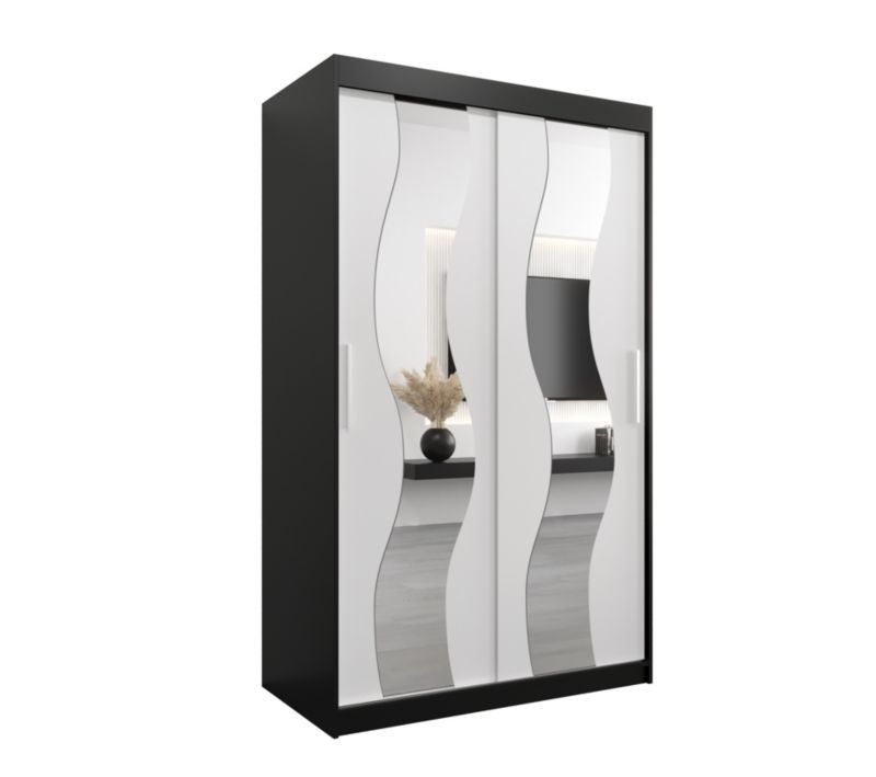 Szafa przesuwna Abiks SEWILLA 120 czarny mat + biały mat 1 szt.