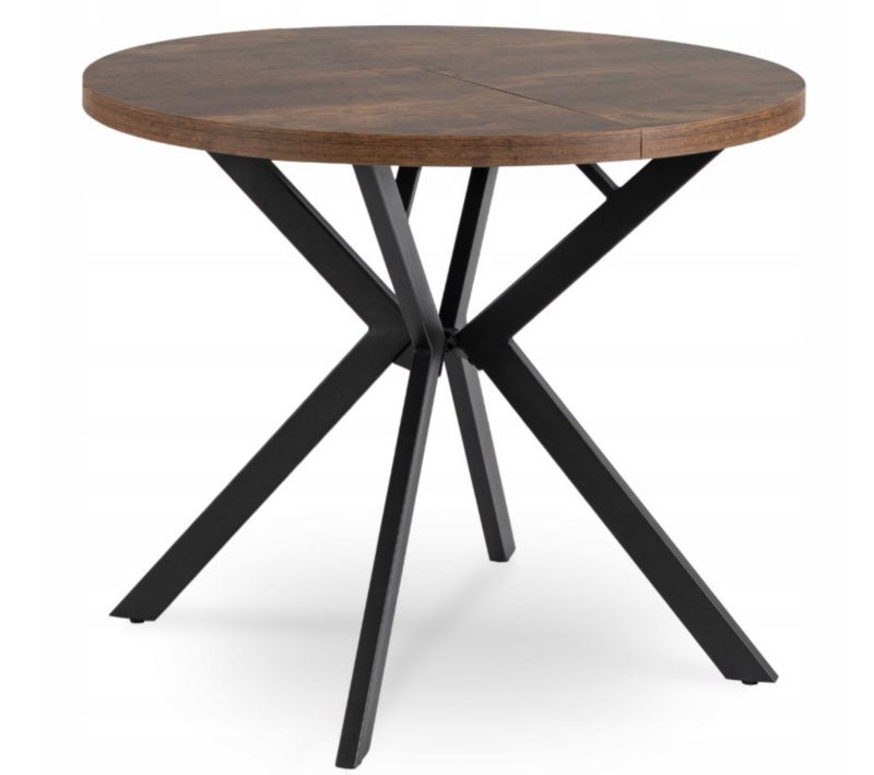 Stół Okrągły Lugo 90-190 cm Mebel Elite Rozkładany Dąb Rustykalny/Czarny 1 szt