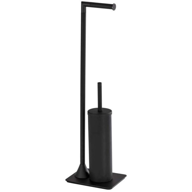 Stojak na papier toaletowy Wenko Hella czarny 2w1, uchwyt + szczotka do WC, metal, 1 szt.