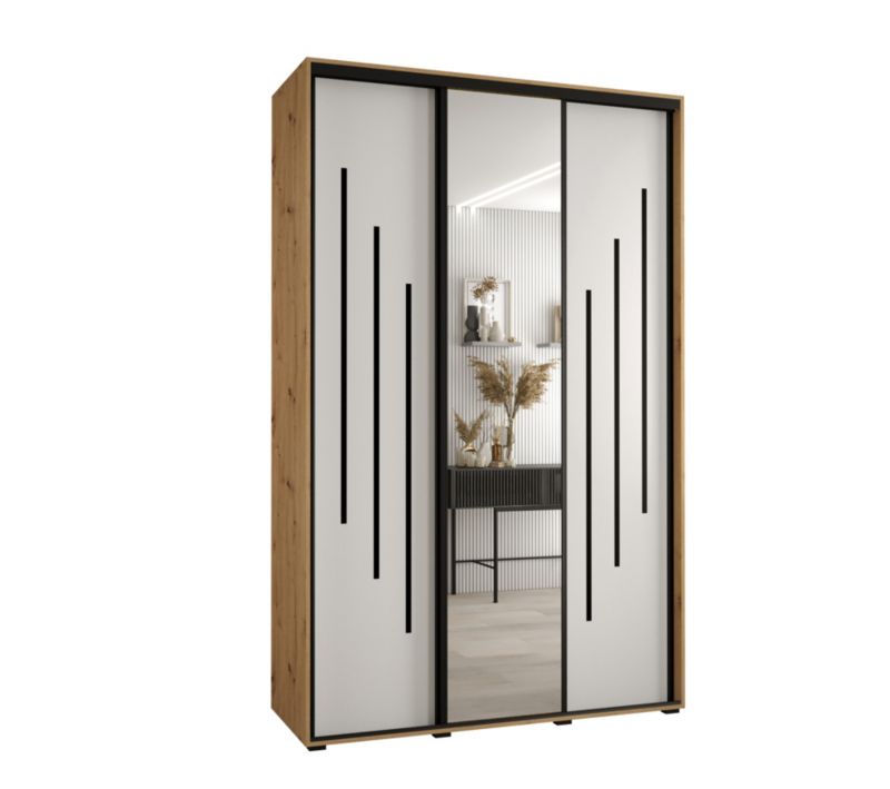 Szafa przesuwna Abiks DAVOS 9 wysoka szer.150cm gł.45cm artisan/biały/czarny 1szt.