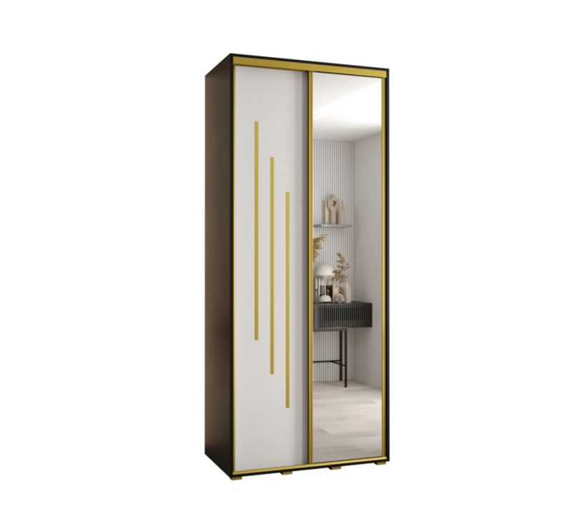 Szafa przesuwna Abiks DAVOS 9 wysoka szer.120cm gł.60cm czarny/biały/złoty 1szt.