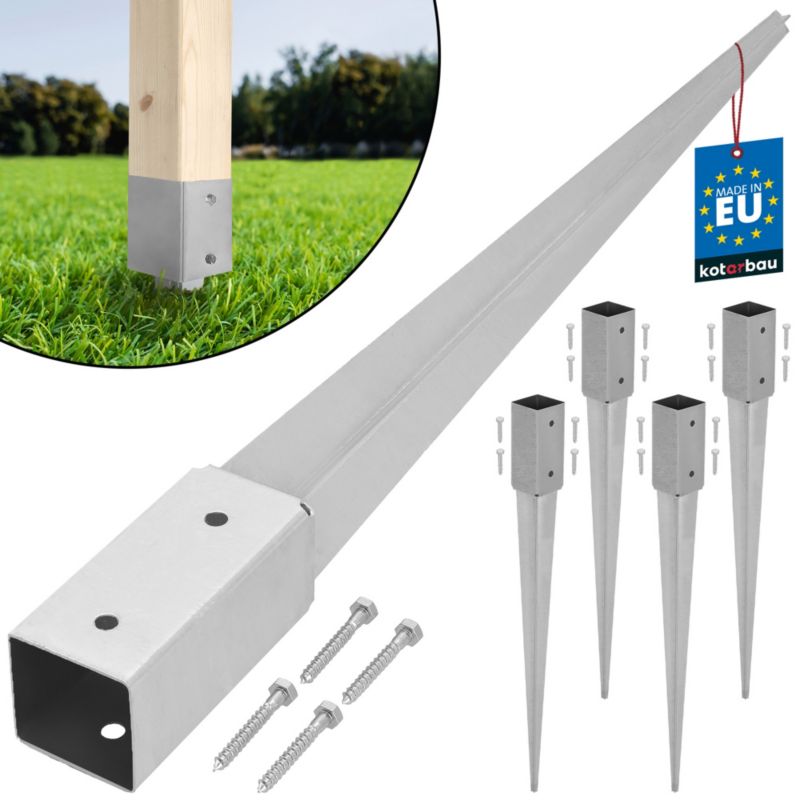 Podstawa słupa KOTARBAU kotwa wbijana do ziemi stalowa 60x60x750 mm 4 szt.