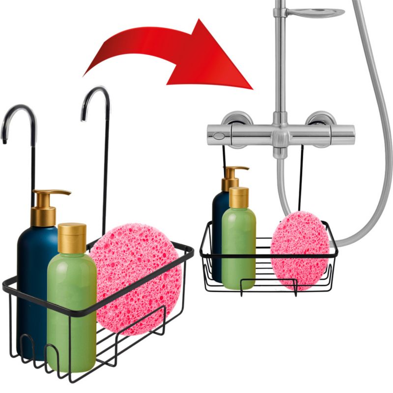 Półka pod prysznic Rodeno zawieszana na baterię prysznicową czarna 1 szt.