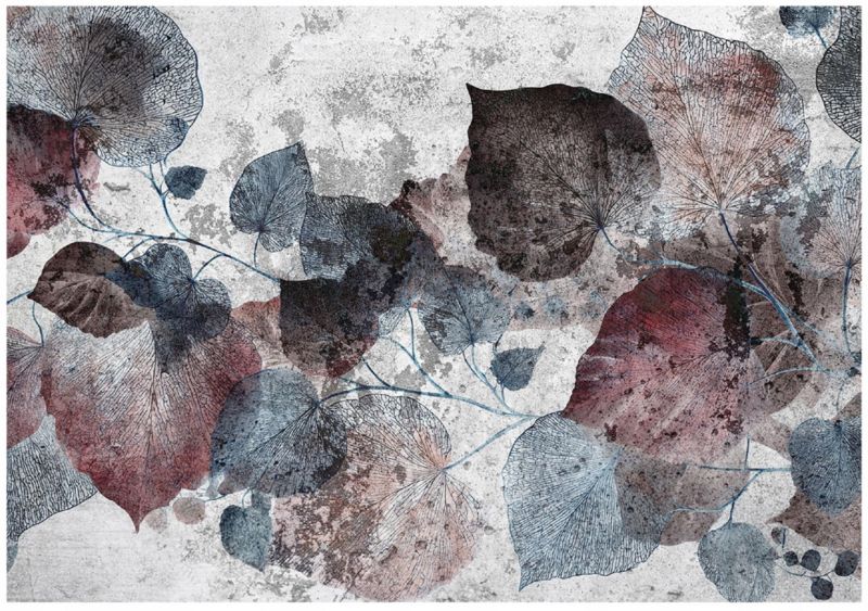 Fototapeta WALLARENA Do Sypialni Salonu Na Flizelinie Liście Abstrakcja Beton Szary 300x210 cm 16158VX6 1 szt.