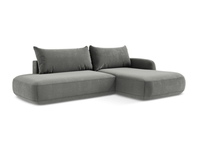 Narożnik prawostronny z funkcją spania LaMiaSofa Amalfi z tkaniny strukturalnej 300x190 cm szary 1 szt.