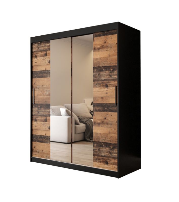 Szafa przesuwna Abiks Old Style T1 150 czarny + Abiks Old style 1 szt.