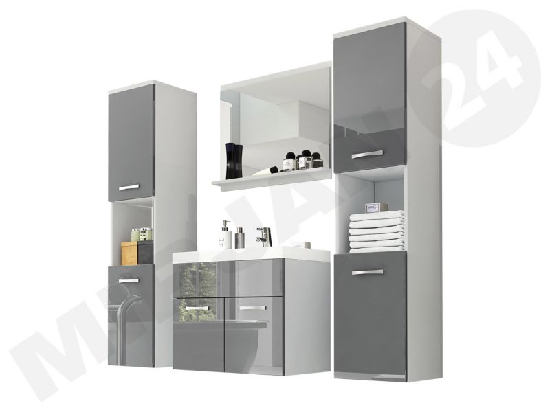 Meble łazienkowe MIRJAN 24 Montreal XL biały / szary połysk 1 kpl.