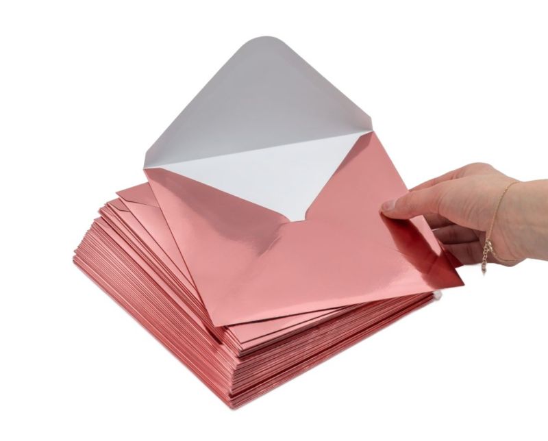 Koperty Neopak Kwadratowe ozdobne K4 Metaliczne różowe 120gsm 50 szt.