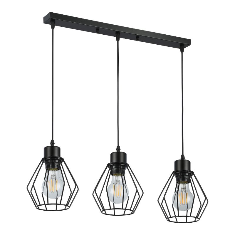 Lampa wisząca, DPM, 3xE27, czarna, 1szt