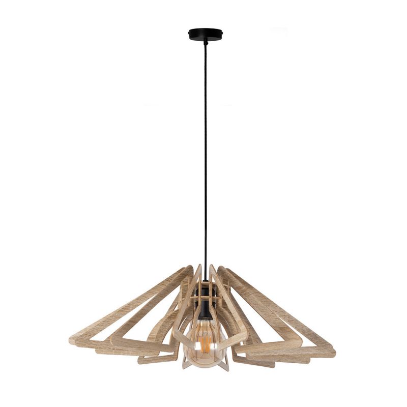 Lampa wisząca Sigma Lighting Spring 8887 jasne drewno-czarna dekoracyjna 1xE27 x 1 szt.