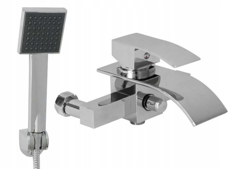 Bateria wannowa ścienna Estiva KASKADA srebrna 1 szt.