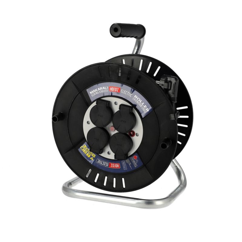 Przedłużacz HOROZ bębnowy 4-gniazdowy SCHUKO IP44 czarny 3x2,5mm 40 m 310.140.301 1 szt.