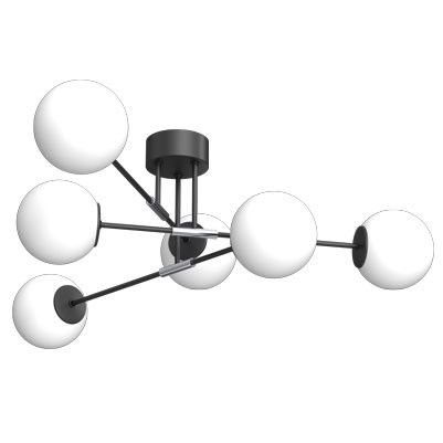 Lampa sufitowa wisząca Luminex Glame czarny mat-chromowana-biała wym: 34 x 80 x 80 cm 6xE27 x 15W 1 szt.