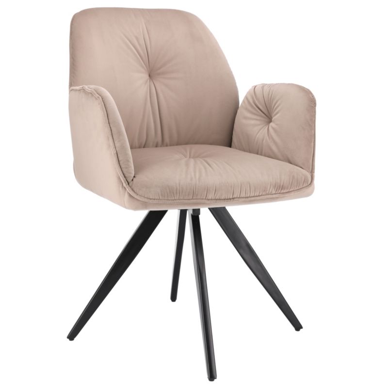 Krzesło obrotowe JUMI wygodne do jadalni sypialni welurowe PERLA beżowe 1 szt.