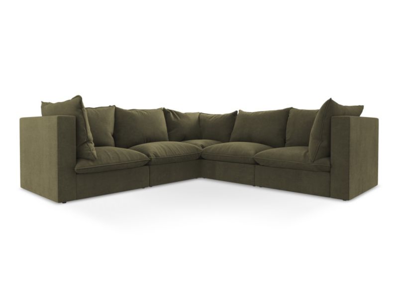 Modułowy narożnik LaMiaSofa RAVENNA z tkaniny strukturalnej 255x255 cm oliwkowy 1 szt.