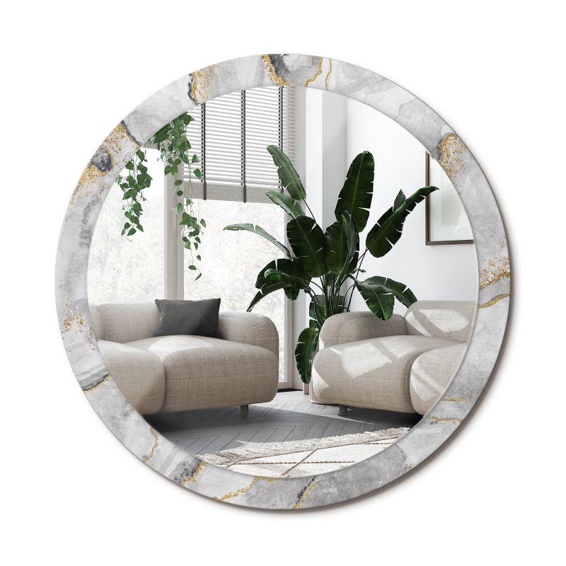 Lustro Okrągłe Tulup Marmurowy Wzór 100 cm Eleganckie Na Podkładzie 1 szt.