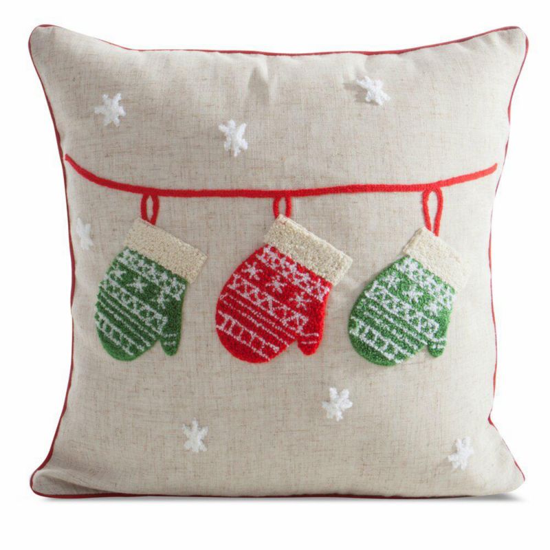Poszewka 216 Eurofirany Świąteczna na poduszkę 45x45 cm Rękawiczki Beżowa 1 szt.