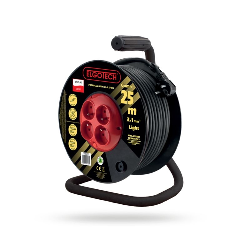 Przedłużacz ELGOTECH bębnowy 20m OW 3x1 4xGS PZB-40-20G/1 1szt.